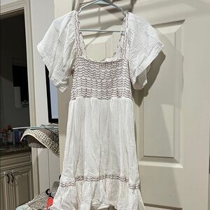 Papermoon White Dress with Brown Accents